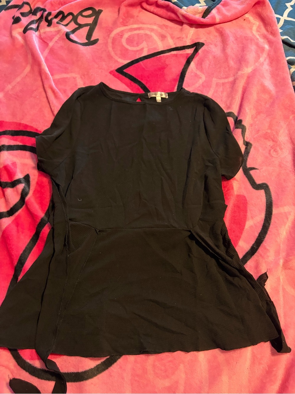 Stella Tweed Black Short-Sleeve Peplum Tunic
